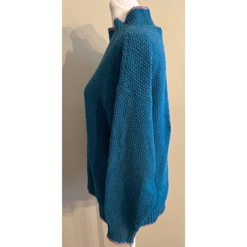 ALPS Vintage 80s Retro Mockneck Wool Textured Knit Sweater Ski Bunny Size S - Picture 2 of 4